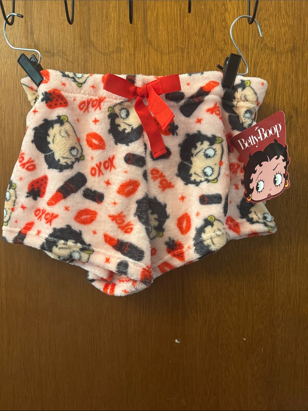 Betty Boop Plush Shorts in Pink and Red